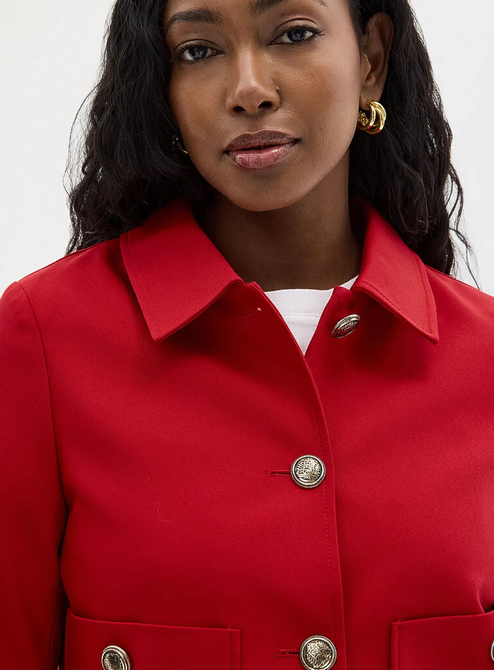 Crest buttons shirt-collar blazer