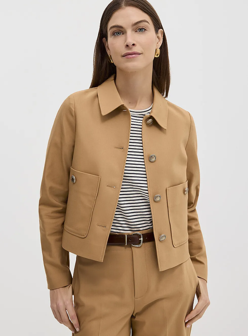 Crest buttons shirt-collar blazer