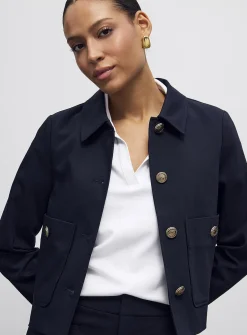 Crest buttons shirt-collar blazer