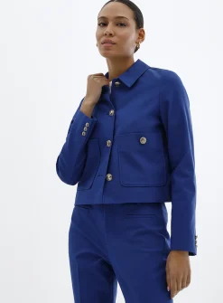Crest buttons shirt-collar blazer