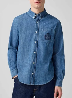 Crest logo soft denim shirt