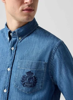 Crest logo soft denim shirt