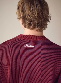 Crest patch two-tone rib-knit sweater