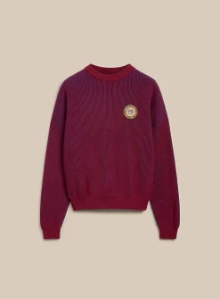 Crest patch two-tone rib-knit sweater