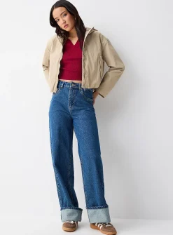 Crinkle effect cropped jacket