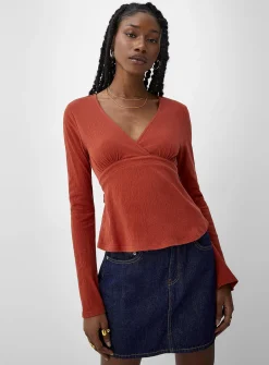 Crinkled cotton cinched waist T-shirt