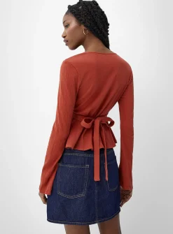 Crinkled cotton cinched waist T-shirt