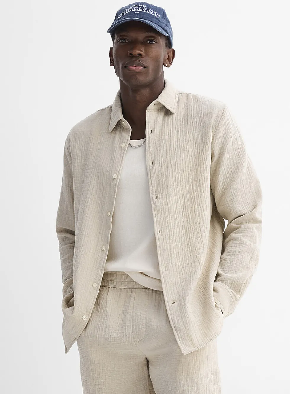Crinkled cotton shirt