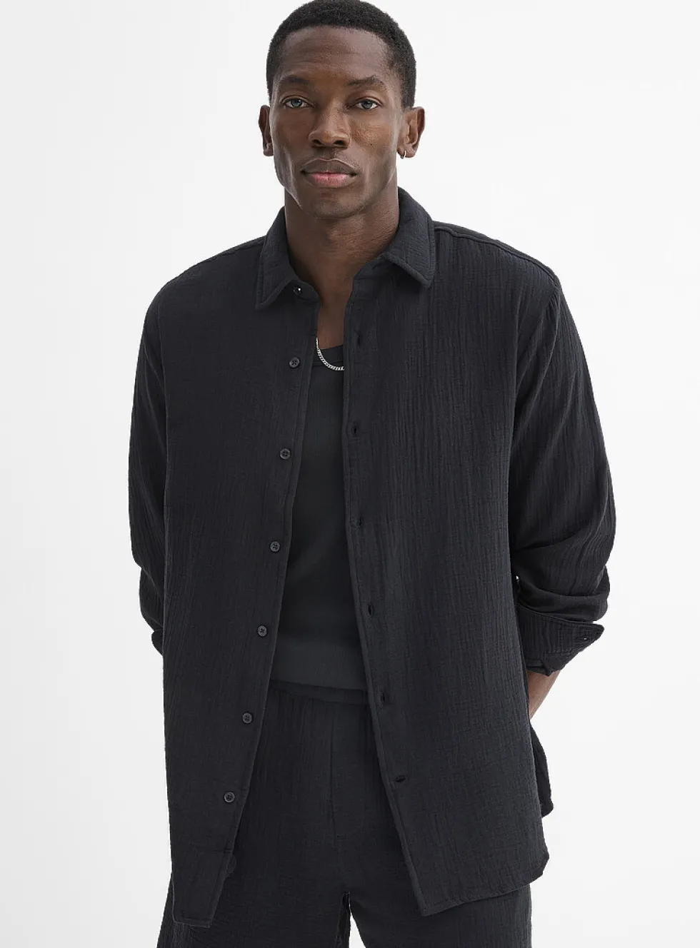 Crinkled cotton shirt