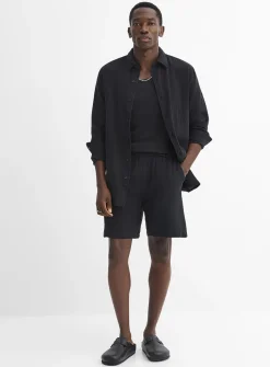 Crinkled cotton short