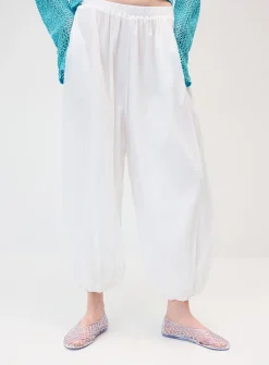 Crinkled fabric barrel-leg jogger