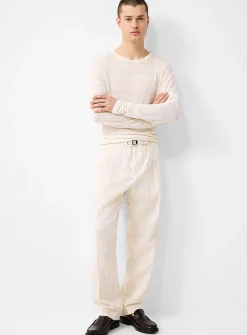 Crinkled jacquard pant