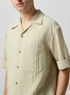 Crinkled layered look cabana shirt