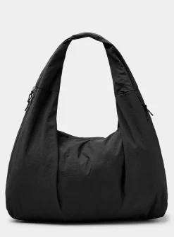 Crinkled nylon half-moon bag