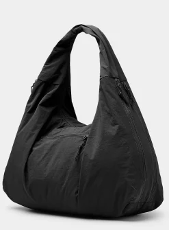 Crinkled nylon half-moon bag