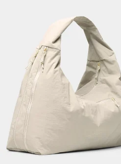 Crinkled nylon half-moon bag