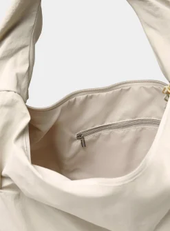 Crinkled nylon half-moon bag