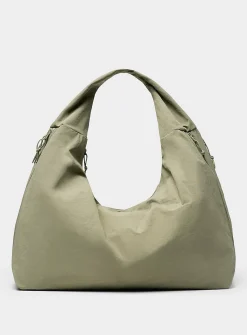 Crinkled nylon half-moon bag