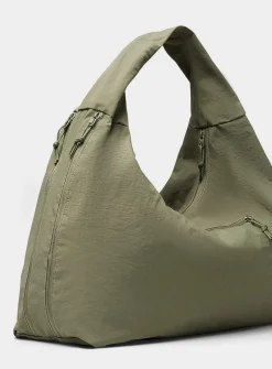 Crinkled nylon half-moon bag