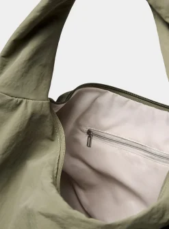 Crinkled nylon half-moon bag