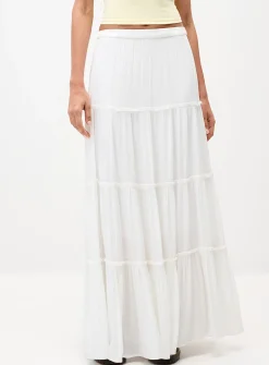 Crinkled ruffled-tier skirt