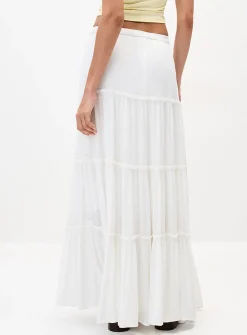 Crinkled ruffled-tier skirt