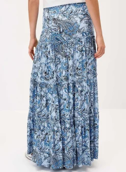Crinkled ruffled-tier skirt