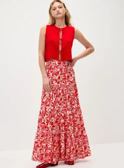 Crinkled ruffled-tier skirt