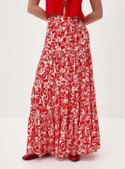 Crinkled ruffled-tier skirt
