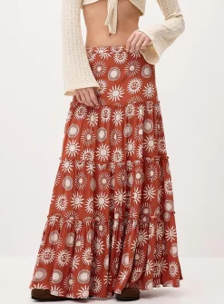 Crinkled ruffled-tier skirt