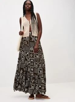 Crinkled ruffled-tier skirt