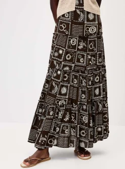 Crinkled ruffled-tier skirt