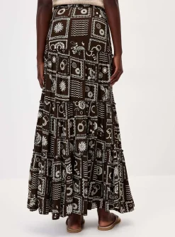Crinkled ruffled-tier skirt