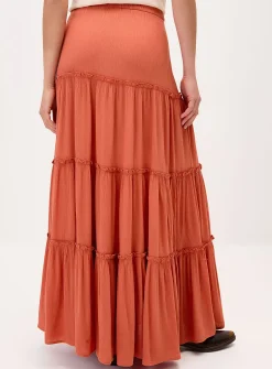 Crinkled ruffled-tier skirt