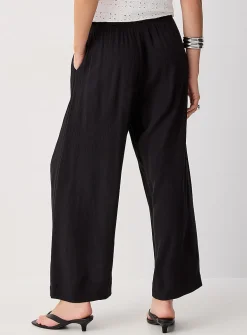 Crinkled texture cropped wide-leg pant