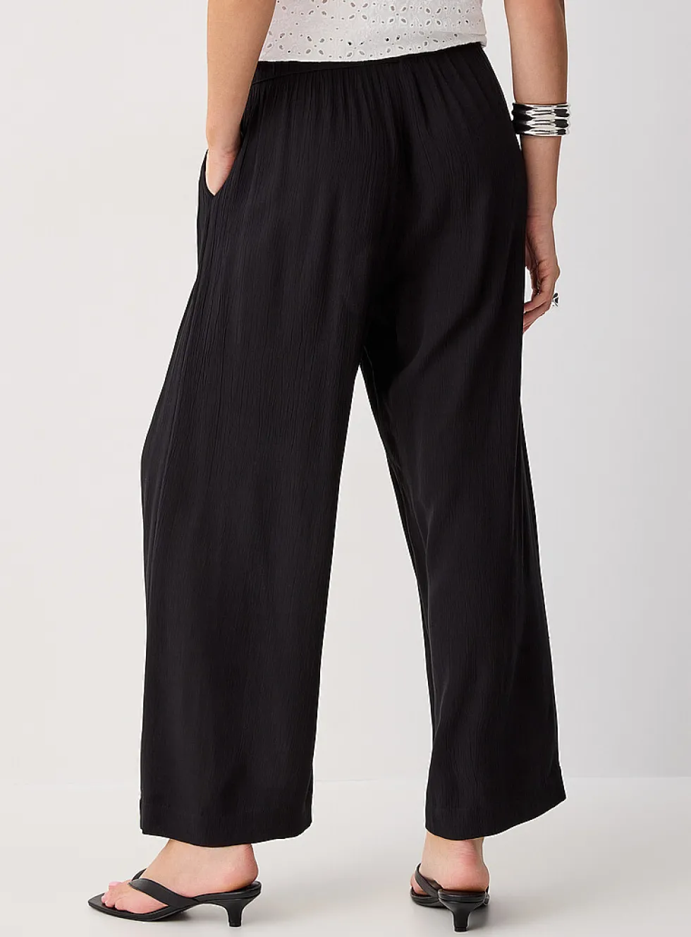 Crinkled texture cropped wide-leg pant