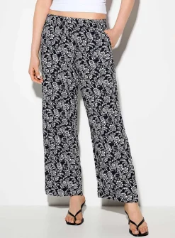Crinkled texture cropped wide-leg pant