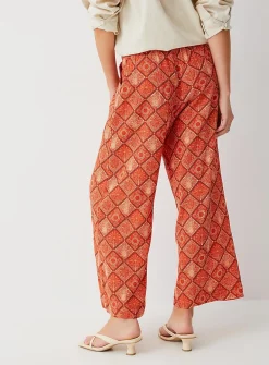 Crinkled texture cropped wide-leg pant