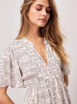 Crinkled texture flared minidress
