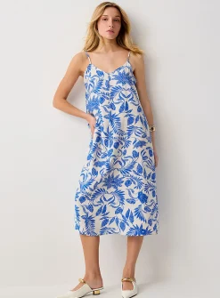 Crinkled texture flared midi dress