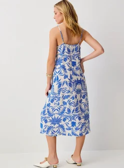 Crinkled texture flared midi dress