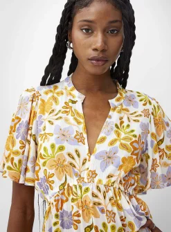 Crinkled texture flared minidress