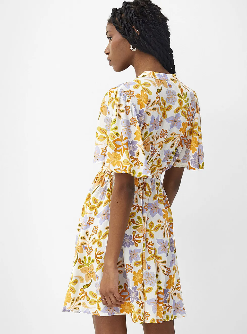 Crinkled texture flared minidress