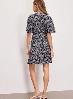 Crinkled texture flared minidress
