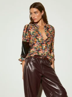 Crinkled texture printed flowy shirt