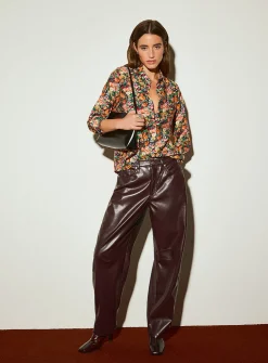 Crinkled texture printed flowy shirt