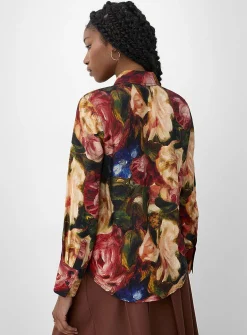 Crinkled texture printed flowy shirt