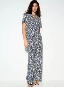 Crinkled texture printed cap-sleeve blouse