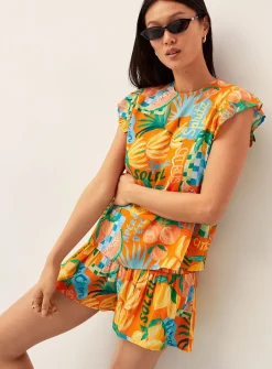 Crinkled texture smocked waist short