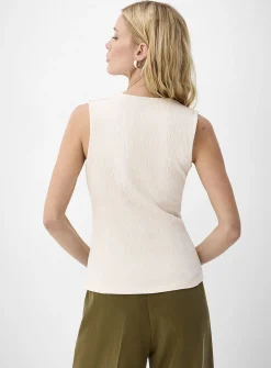 Crinkled texture square-neck cami